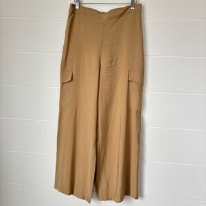 Rachel Roy Women's Tan High Waist Wide Leg Cargo Pants Size Medium